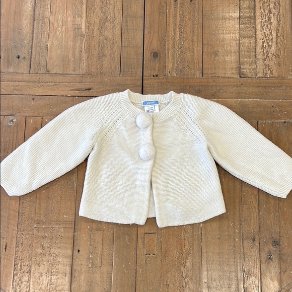 Jacadi ivory knit wool blend Pom Pom cardigan sweater - Picture 1 of 5